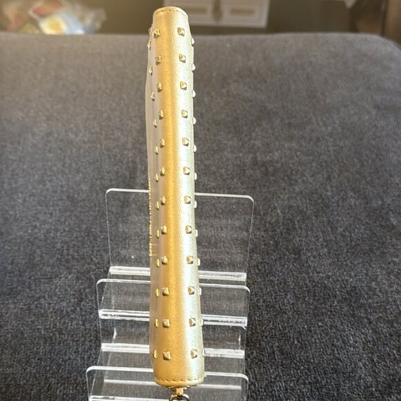 Badgley Mischka Vegan Leather Gold Studded Zippered Wallet (EUC) - Picture 16 of 17